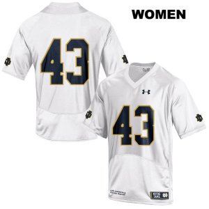 Notre Dame Fighting Irish Women's Greg Mailey #43 White Under Armour No Name Authentic Stitched College NCAA Football Jersey WBD5099MS
